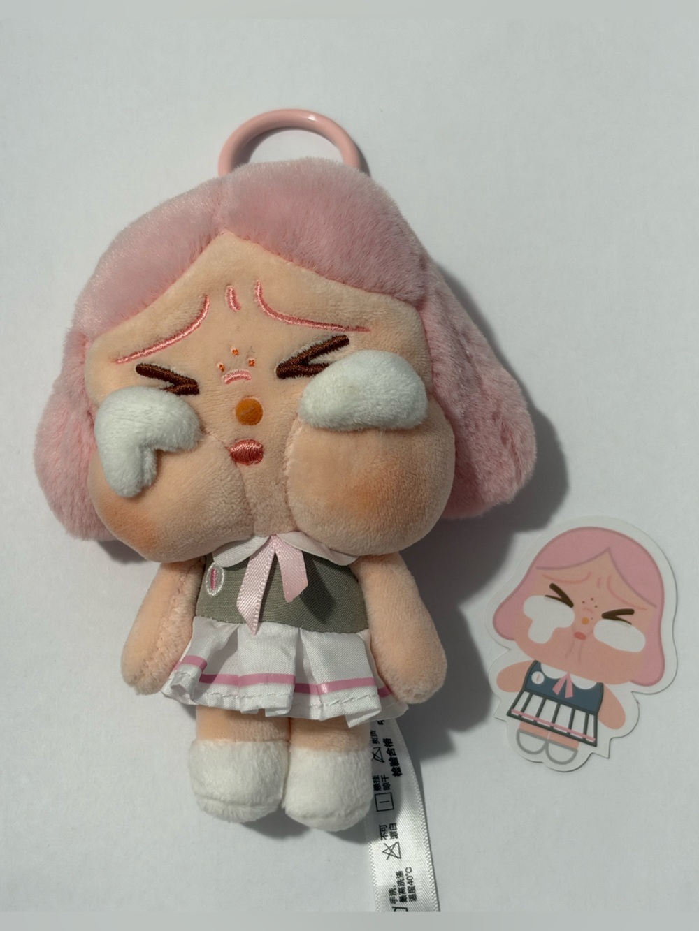 Popmart Crybaby Plush Keychain — Pink Grey